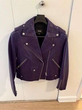 Mackage Purple Leather Jacket with Silver Hardware
